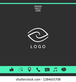 Logotype - two hemispheres of the brain, two leaves, two spirals, an eye with a pupil - a symbol of interaction, vision, clarity.