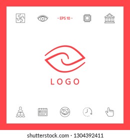 Logotype - two hemispheres of the brain, two leaves, two spirals, an eye with a pupil - a symbol of interaction, vision, clarity.