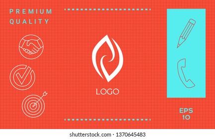 Logotype - two hemispheres of the brain, two leaves, two spirals, fire tongues - a symbol of interaction, psychological assistance and support.