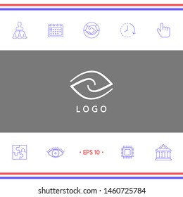 Logotype - two hemispheres of the brain, two leaves, two spirals, an eye with a pupil - a symbol of interaction, vision, clarity.