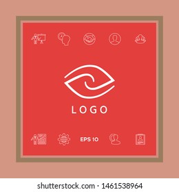 Logotype - two hemispheres of the brain, two leaves, two spirals, an eye with a pupil - a symbol of interaction, vision, clarity.