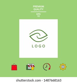 Logotype - two hemispheres of the brain, two leaves, two spirals, an eye with a pupil - a symbol of interaction, vision, clarity.