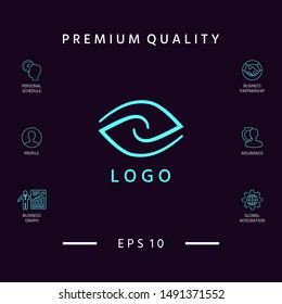 Logotype - two hemispheres of the brain, two leaves, two spirals, an eye with a pupil - a symbol of interaction, vision, clarity.