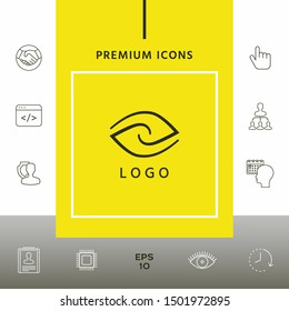 Logotype - two hemispheres of the brain, two leaves, two spirals, an eye with a pupil - a symbol of interaction, vision, clarity.