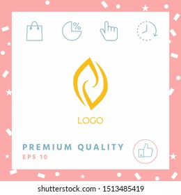 Logotype - two hemispheres of the brain, two leaves, two spirals, fire tongues - a symbol of interaction, psychological assistance and support.