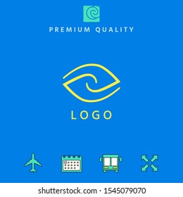 Logotype - two hemispheres of the brain, two leaves, two spirals, an eye with a pupil - a symbol of interaction, vision, clarity.