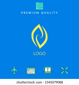 Logotype - two hemispheres of the brain, two leaves, two spirals, fire tongues - a symbol of interaction, psychological assistance and support.