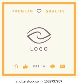 Logotype - two hemispheres of the brain, two leaves, two spirals, an eye with a pupil - a symbol of interaction, vision, clarity.