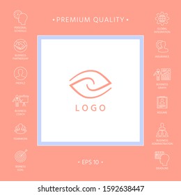 Logotype - two hemispheres of the brain, two leaves, two spirals, an eye with a pupil - a symbol of interaction, vision, clarity.