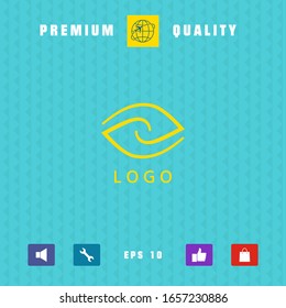 Logotype - two hemispheres of the brain, two leaves, two spirals, an eye with a pupil - a symbol of interaction, vision, clarity.