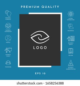 Logotype - two hemispheres of the brain, two leaves, two spirals, an eye with a pupil - a symbol of interaction, vision, clarity.