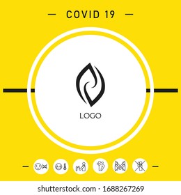 Logotipo - dos hemisferios del cerebro, dos hojas, dos espirales, lenguas de fuego - un símbolo de interacción, asistencia psicológica y apoyo.