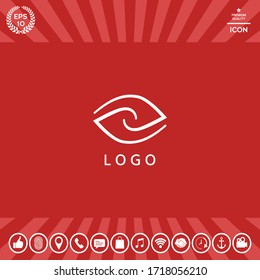 Logotipo - dos hemisferios del cerebro, dos hojas, dos espirales, un ojo con un alumno - un símbolo de interacción, visión, claridad.
