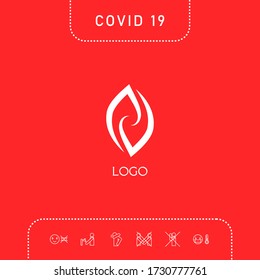 Logotyp - zwei Gehirnhälften, zwei Blätter, zwei Spiralen, Feuerzangen - ein Symbol für Interaktion, psychologische Hilfe und Unterstützung.