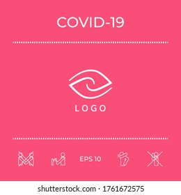 Logotype - two hemispheres of the brain, two leaves, two spirals, an eye with a pupil - a symbol of interaction, vision, clarity.