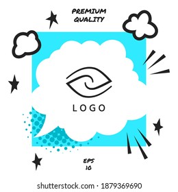 Logotipo - dos hemisferios del cerebro, dos hojas, dos espirales, un ojo con un alumno - un símbolo de interacción, visión, claridad.