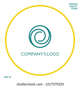 Logotype - two spirals in circle - a flower bud, camera aperture - a symbol of interaction, new ideas, development, enlightenment and wisdom.