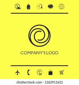 Logotype - two spirals in circle - a flower bud, camera aperture - a symbol of interaction, new ideas, development, enlightenment and wisdom.