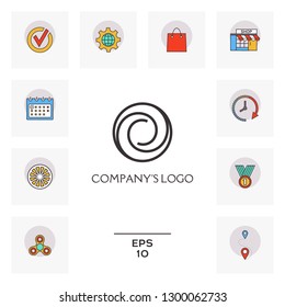 Logotype - two spirals in circle - a flower bud, camera aperture - a symbol of interaction, new ideas, development, enlightenment and wisdom.