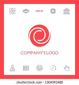 Logotype - two spirals in a circle - a flower bud, camera aperture - a symbol of interaction, growth, development, enlightenment, beauty and wisdom.