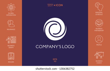 Logotype - two spirals in a circle - a flower bud, camera aperture - a symbol of interaction, growth, development, enlightenment, beauty and wisdom.