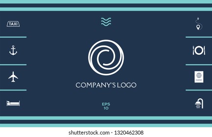Logotype - two spirals in circle - a flower bud, camera aperture - a symbol of interaction, new ideas, development, enlightenment and wisdom.