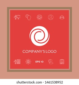 Logotype - two spirals in a circle - a flower bud, camera aperture - a symbol of interaction, growth, development, enlightenment, beauty and wisdom.