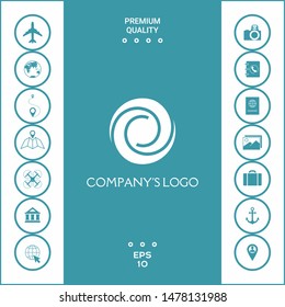 Logotype - two spirals in a circle - a flower bud, camera aperture - a symbol of interaction, growth, development, enlightenment, beauty and wisdom.