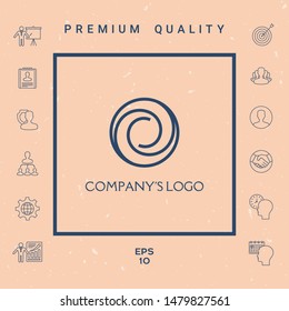 Logotype - two spirals in circle - a flower bud, camera aperture - a symbol of interaction, new ideas, development, enlightenment and wisdom.