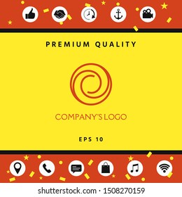 Logotype - two spirals in circle - a flower bud, camera aperture - a symbol of interaction, new ideas, development, enlightenment and wisdom.