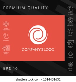 Logotype - two spirals in a circle - a flower bud, camera aperture - a symbol of interaction, growth, development, enlightenment, beauty and wisdom.
