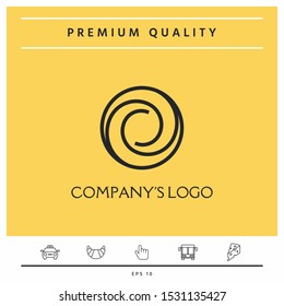 Logotype - two spirals in circle - a flower bud, camera aperture - a symbol of interaction, new ideas, development, enlightenment and wisdom.