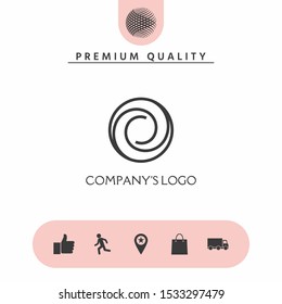 Logotype - two spirals in circle - a flower bud, camera aperture - a symbol of interaction, new ideas, development, enlightenment and wisdom.