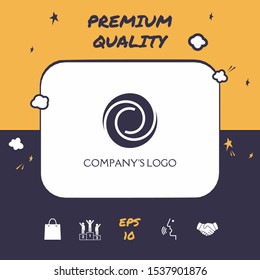 Logotype - two spirals in a circle - a flower bud, camera aperture - a symbol of interaction, growth, development, enlightenment, beauty and wisdom.