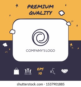 Logotype - two spirals in circle - a flower bud, camera aperture - a symbol of interaction, new ideas, development, enlightenment and wisdom.