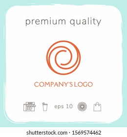 Logotype - two spirals in circle - a flower bud, camera aperture - a symbol of interaction, new ideas, development, enlightenment and wisdom.