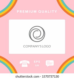 Logotype - two spirals in circle - a flower bud, camera aperture - a symbol of interaction, new ideas, development, enlightenment and wisdom.
