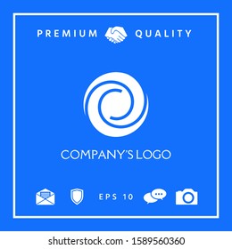 Logotype - two spirals in a circle - a flower bud, camera aperture - a symbol of interaction, growth, development, enlightenment, beauty and wisdom.