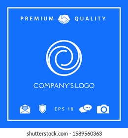 Logotype - two spirals in circle - a flower bud, camera aperture - a symbol of interaction, new ideas, development, enlightenment and wisdom.
