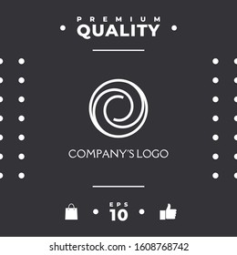 Logotype - two spirals in circle - a flower bud, camera aperture - a symbol of interaction, new ideas, development, enlightenment and wisdom.