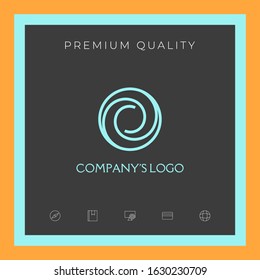 Logotype - two spirals in circle - a flower bud, camera aperture - a symbol of interaction, new ideas, development, enlightenment and wisdom.