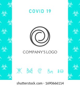 Logotype - two spirals in circle - a flower bud, camera aperture - a symbol of interaction, new ideas, development, enlightenment and wisdom.