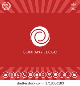 Logotype - two spirals in a circle - a flower bud, camera aperture - a symbol of interaction, growth, development, enlightenment, beauty and wisdom.