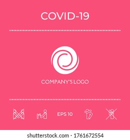 Logotype - two spirals in a circle - a flower bud, camera aperture - a symbol of interaction, growth, development, enlightenment, beauty and wisdom.