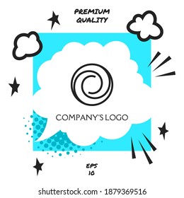 Logotype - two spirals in circle - a flower bud, camera aperture - a symbol of interaction, new ideas, development, enlightenment and wisdom.