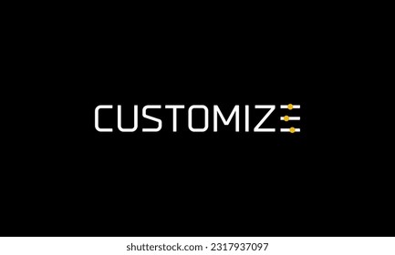logo de typographie logotype nommé 'customize' avec la lettre E comme icône graphique