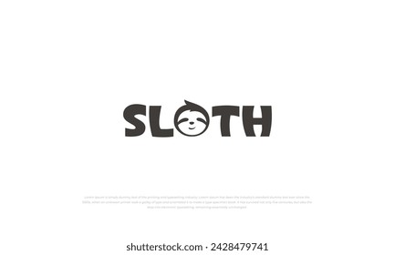 logotype, typography logo for SLOTH with letter O as head sloth shape