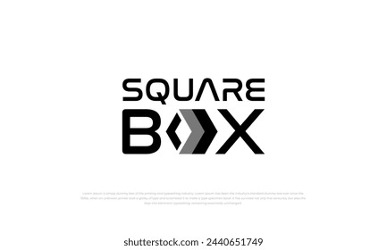 logotype, typography logo for "square box" with letter O as a box hexagon square shape