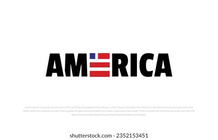 logotype, typography logo for word AMERICA with letter E as flag