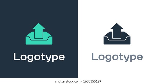 Logotype Upload inbox icon isolated on white background. Logo design template element. Vector Illustration